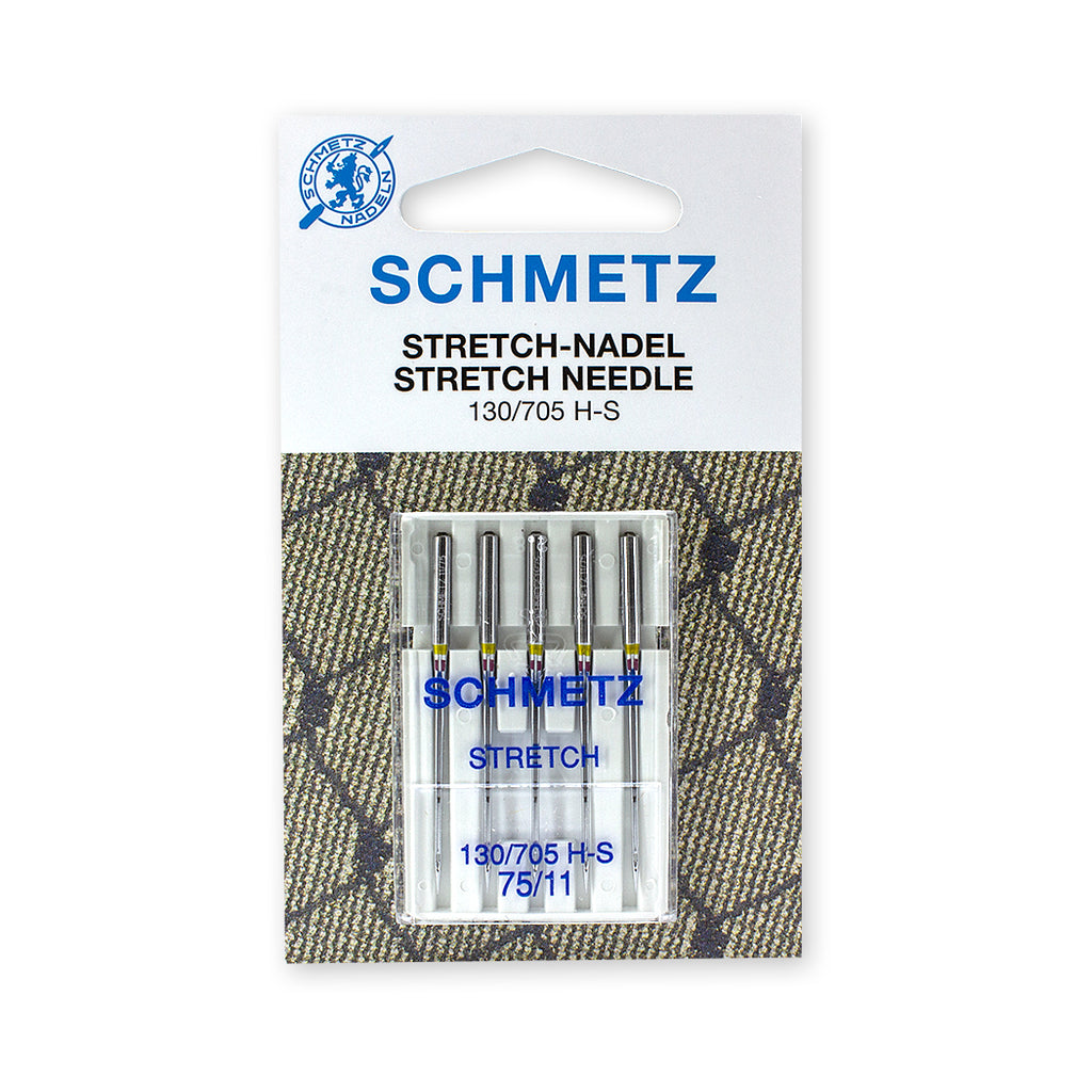 Schmetz Stretch Needles, Size 75/11. System 130/705 H-S. One card containing 5 needles.