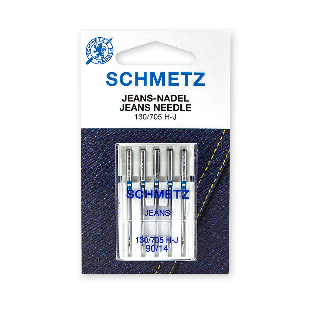 Jeans Needles, Size 90/14. System 130/705 H-J. One card containing 5 needles.