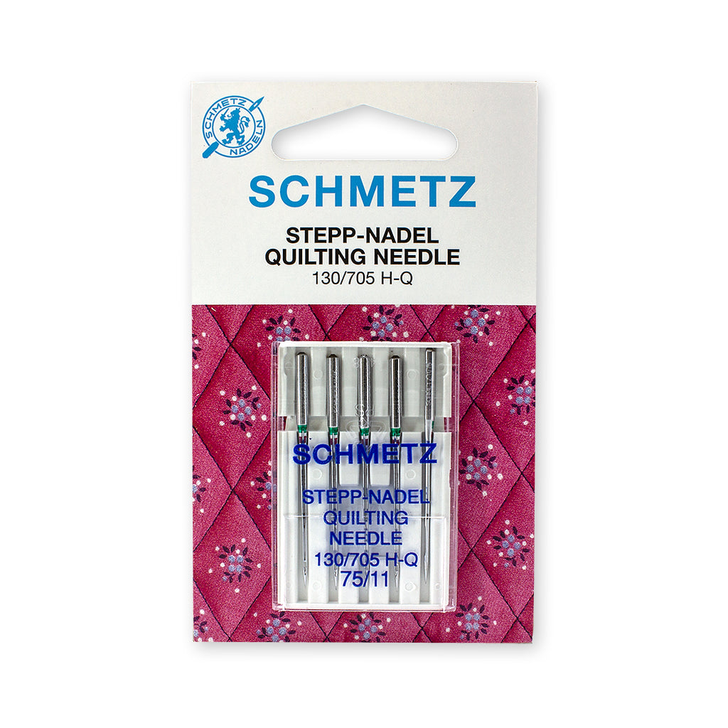 Schmetz quilting needles, System 130/705 H-Q, size 75/11. One card containing 5 needles.